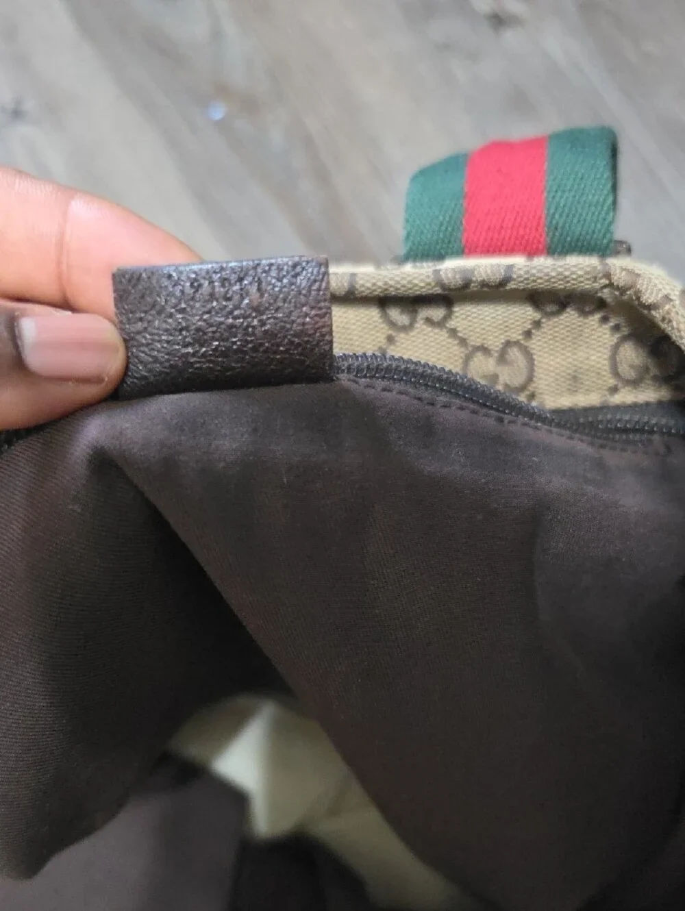 Gucci Brown Monogram Tote with Green & Red Web Handles